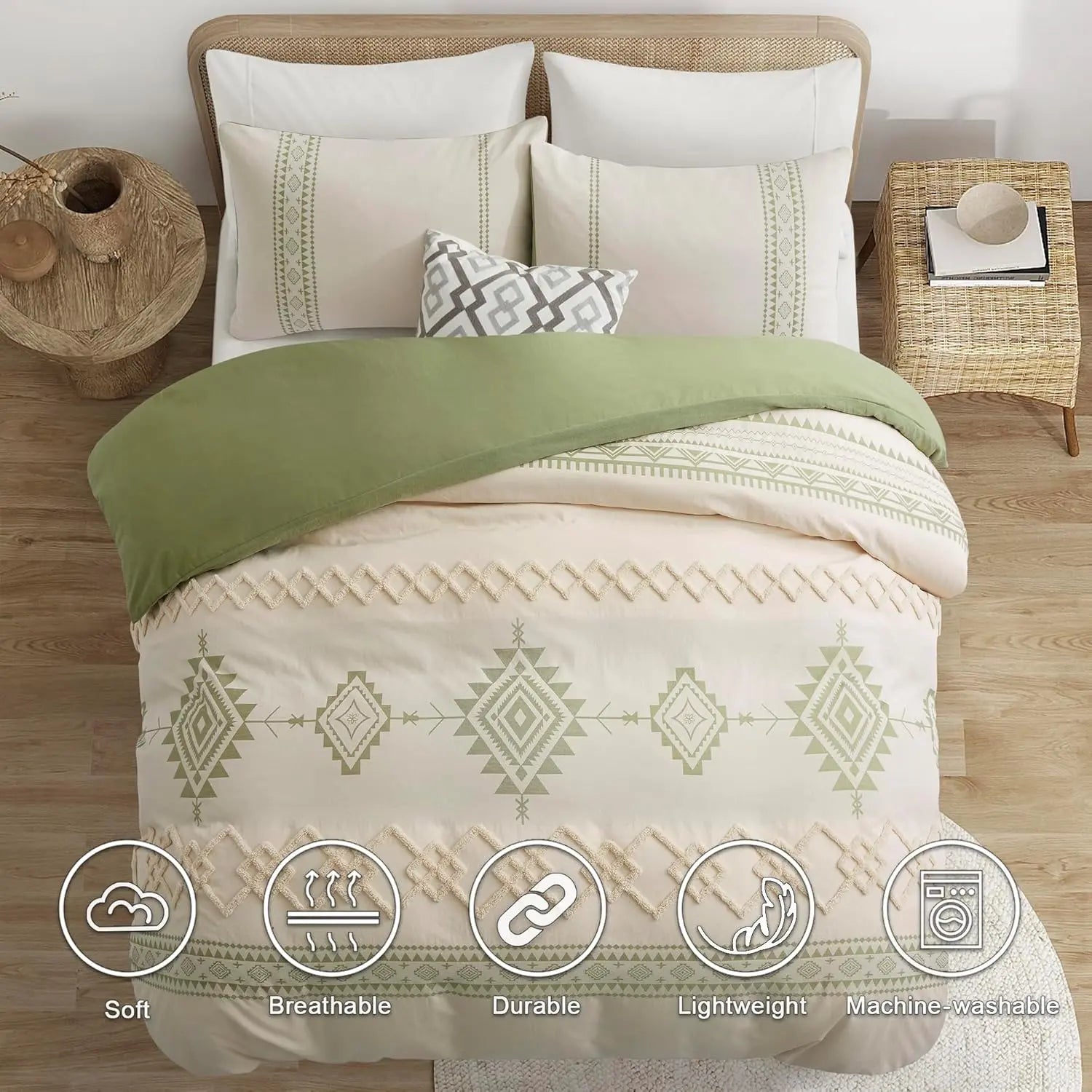 Oli Anderson Boho Tufted Duvet Cover - 3 Piece Set