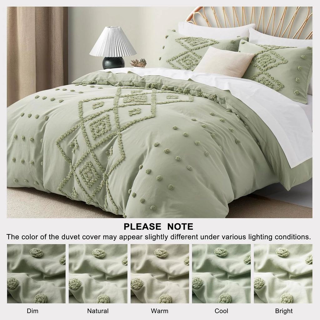 Oli Anderson Tufted Boho Embroidery Duvet Cover Set - 3 Piece