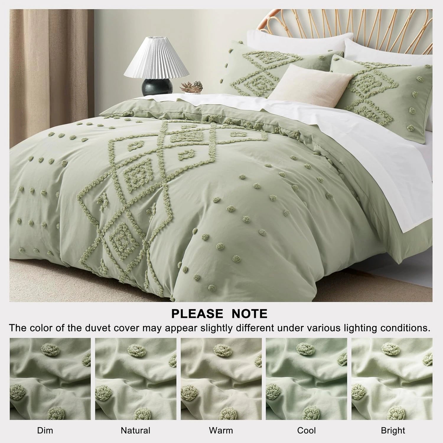 Oli Anderson Tufted Boho Embroidery Duvet Cover Set - 3 Piece