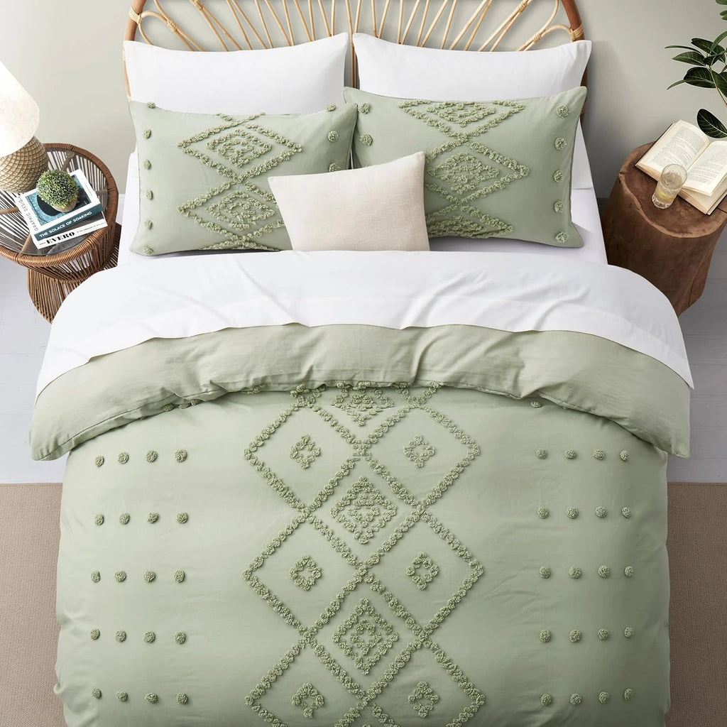 Oli Anderson Tufted Boho Embroidery Duvet Cover Set - 3 Piece