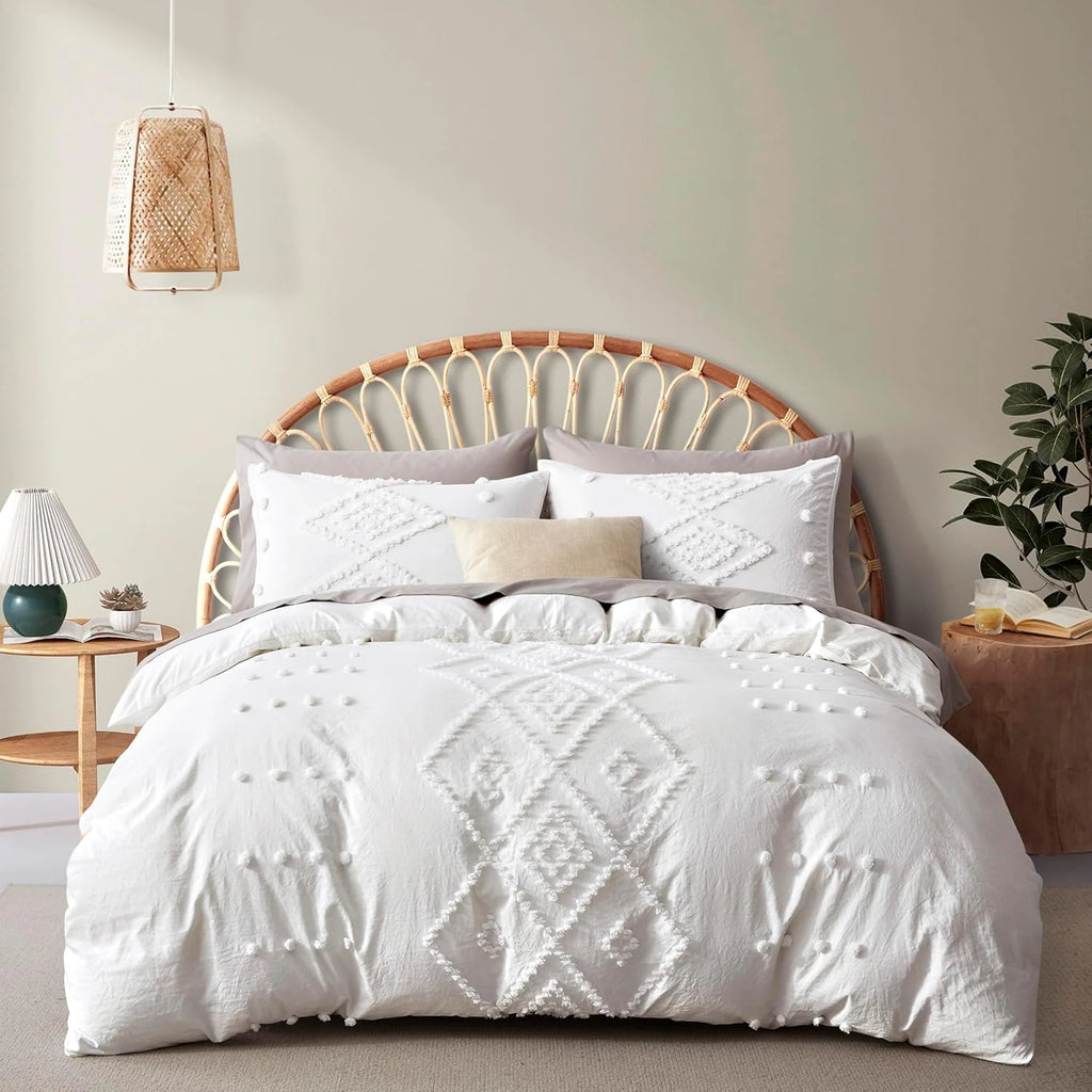 Oli Anderson Tufted Boho Embroidery Duvet Cover Set - 3 Piece