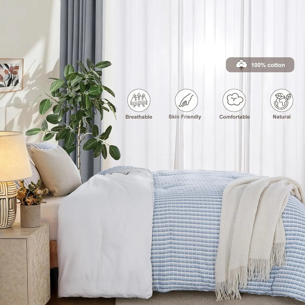 Oli Anderson 100% Cotton Waffle Comforter Set - 3 Piece