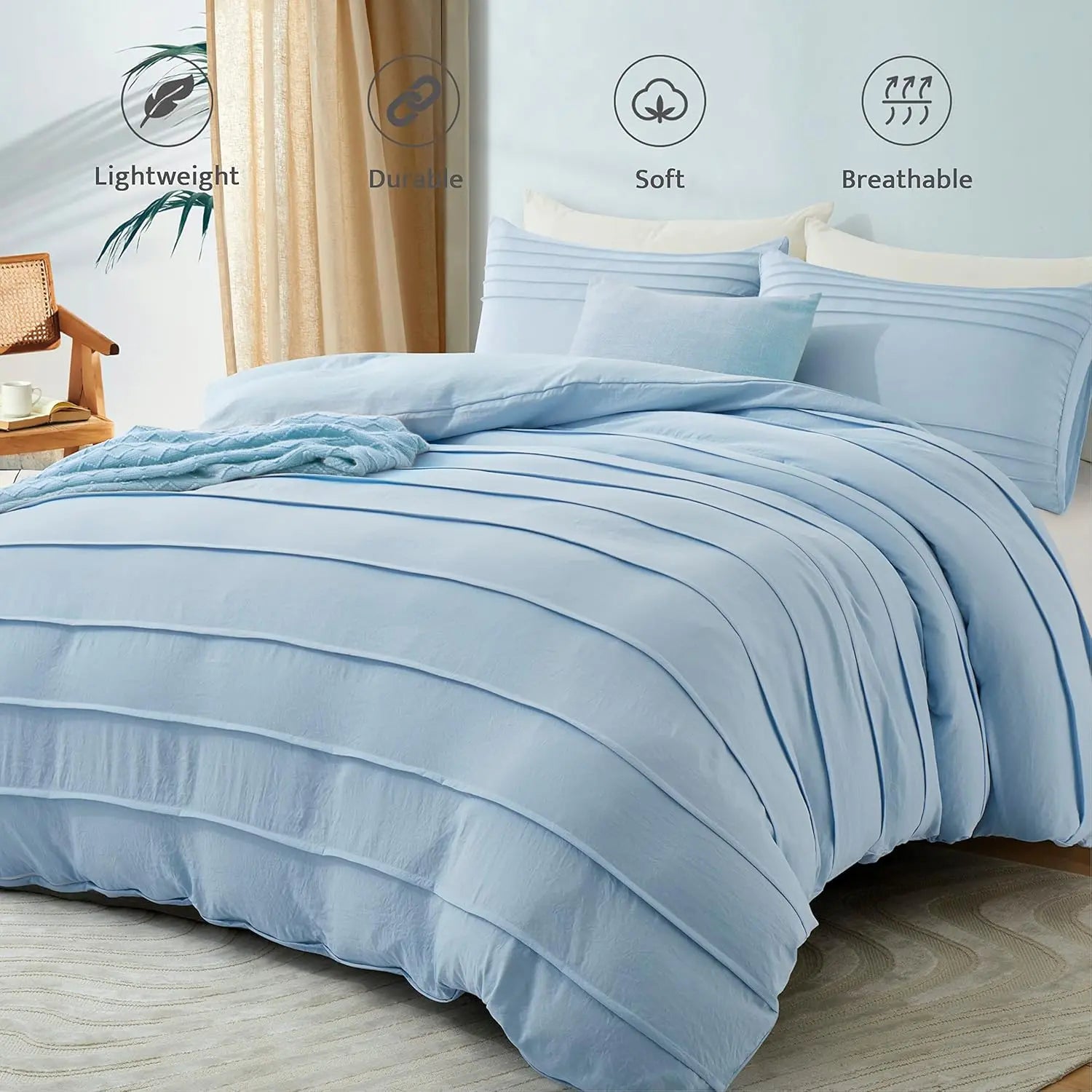 Oli Anderson Pleated Duvet Cover - 3 Piece Set