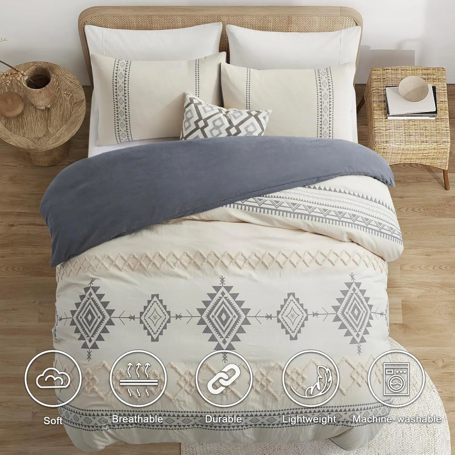Oli Anderson Boho Tufted Duvet Cover - 3 Piece Set