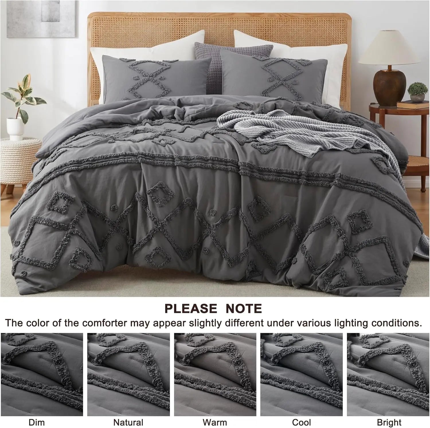 Oli Anderson Tufted Boho Fluffy Comforter Set - 3 Piece