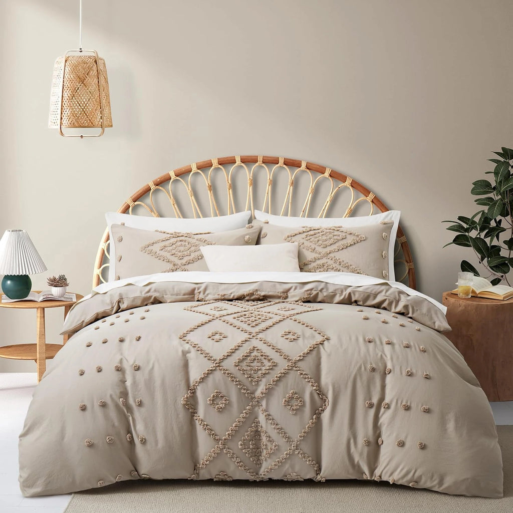Oli Anderson Tufted Boho Embroidery Duvet Cover Set - 3 Piece