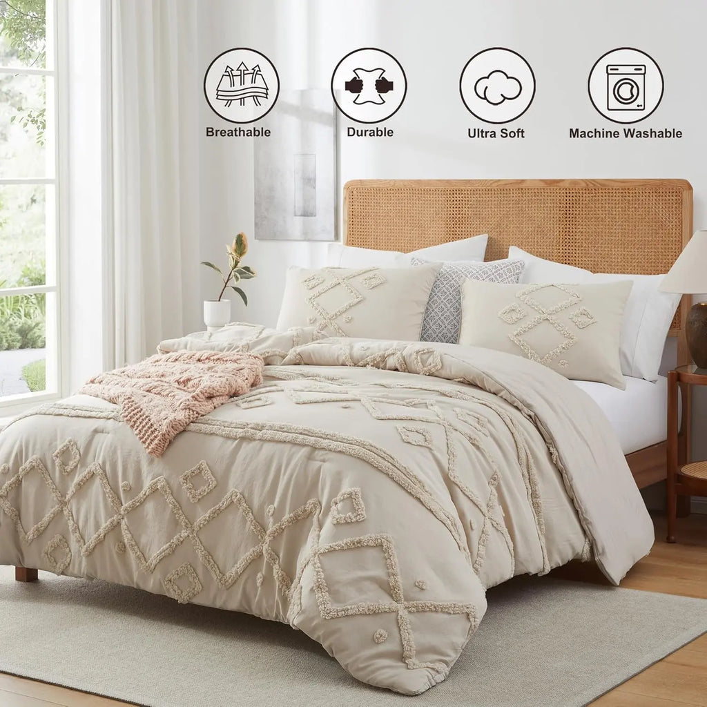 Oli Anderson Tufted Boho Fluffy Comforter Set - 3 Piece