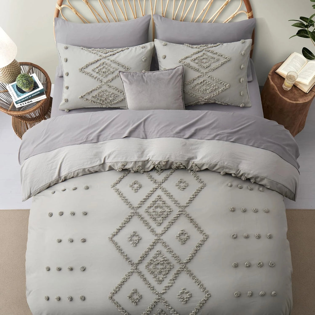 Oli Anderson Tufted Boho Embroidery Duvet Cover Set - 3 Piece