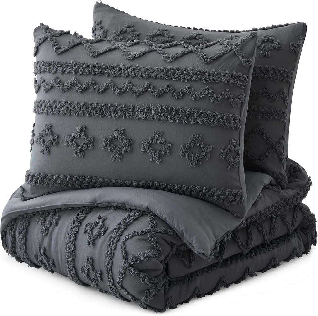 Oli Anderson Tufted Boho Fluffy Comforter Set - 3 Piece