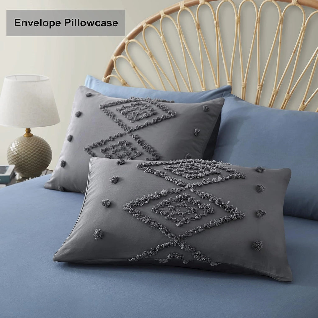 Oli Anderson Tufted Boho Embroidery Duvet Cover Set - 3 Piece
