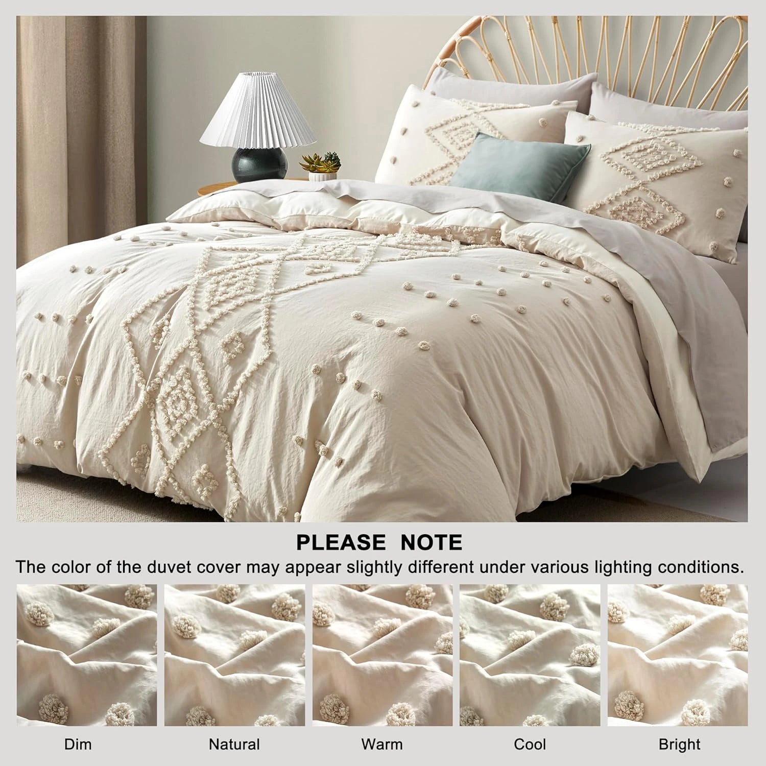 Oli Anderson Tufted Boho Embroidery Duvet Cover Set - 3 Piece