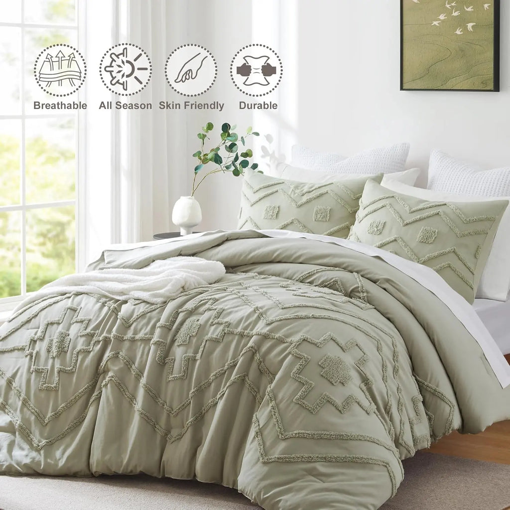 Oli Anderson Boho Tufted Jacquard Comforter Set - 3 Piece