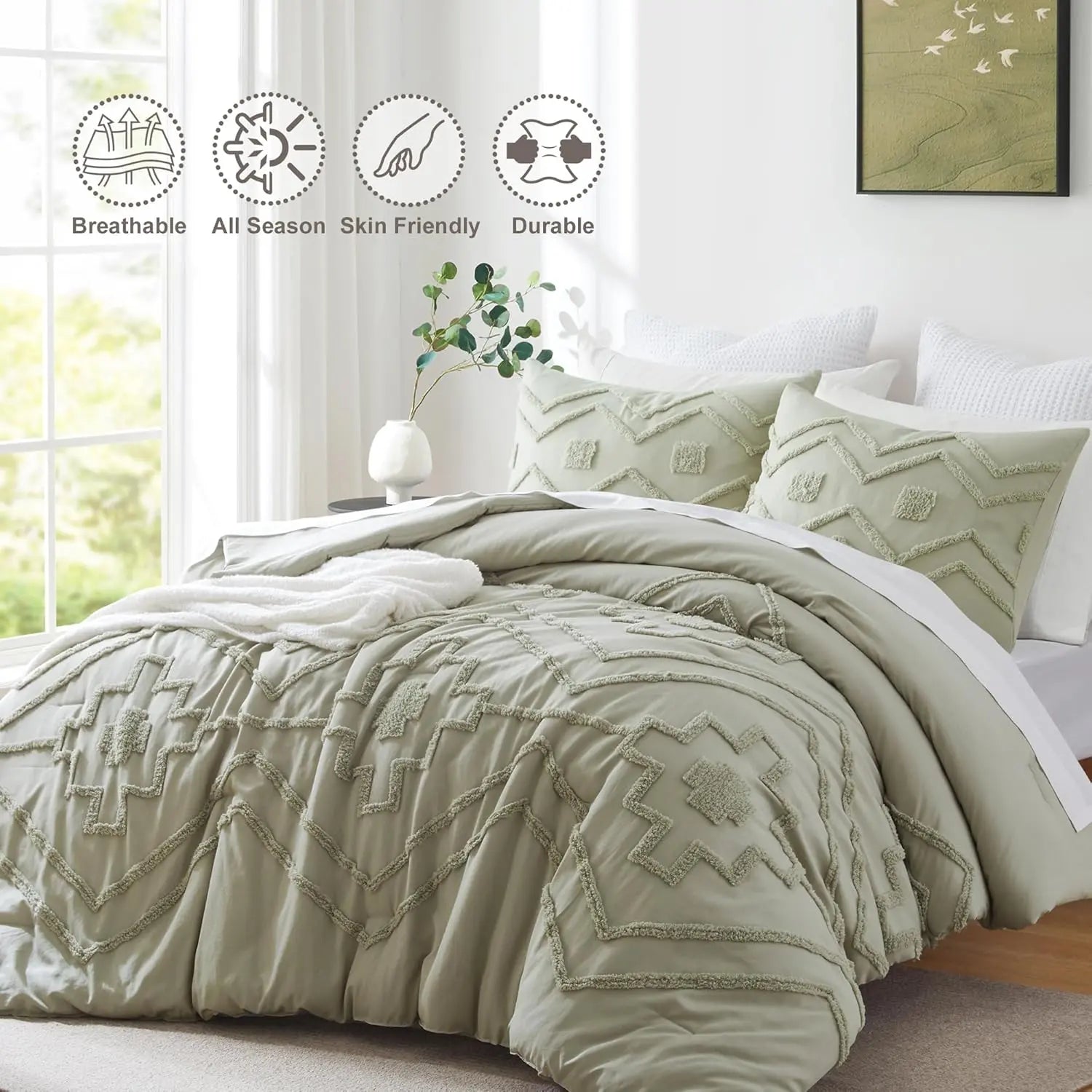 Oli Anderson Boho Tufted Jacquard Comforter Set - 3 Piece