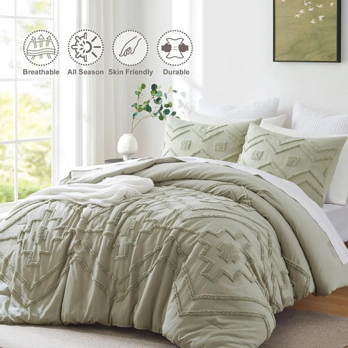 Oli Anderson Boho Tufted Jacquard Comforter Set - 3 Piece
