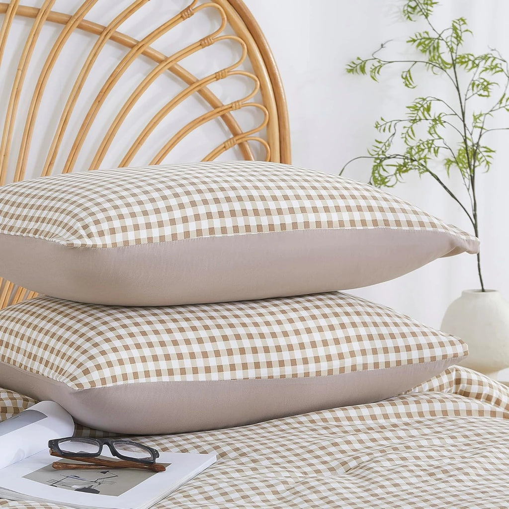 Oli Anderson Reversible Fluffy Checkered Comforter Set - 3 Piece