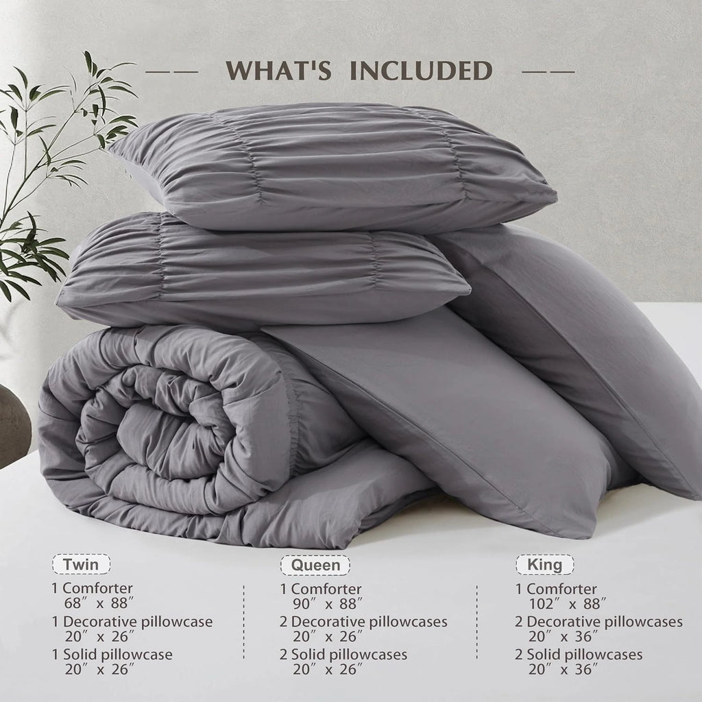 Oli Anderson Ruched Fluffy Comforter Set - 5 Piece