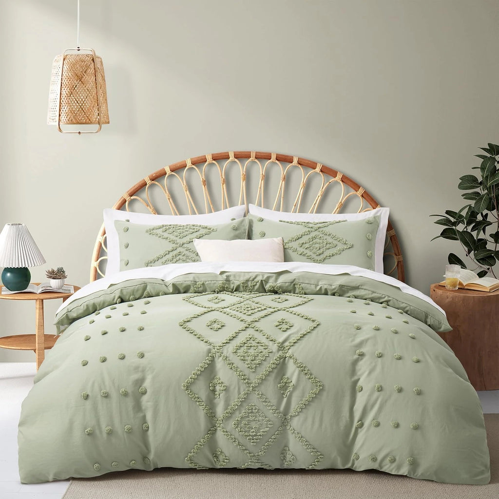 Oli Anderson Tufted Boho Embroidery Duvet Cover Set - 3 Piece