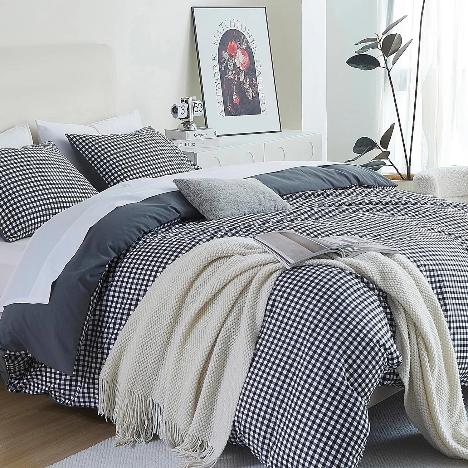 Oli Anderson Reversible Fluffy Checkered Comforter Set - 3 Piece