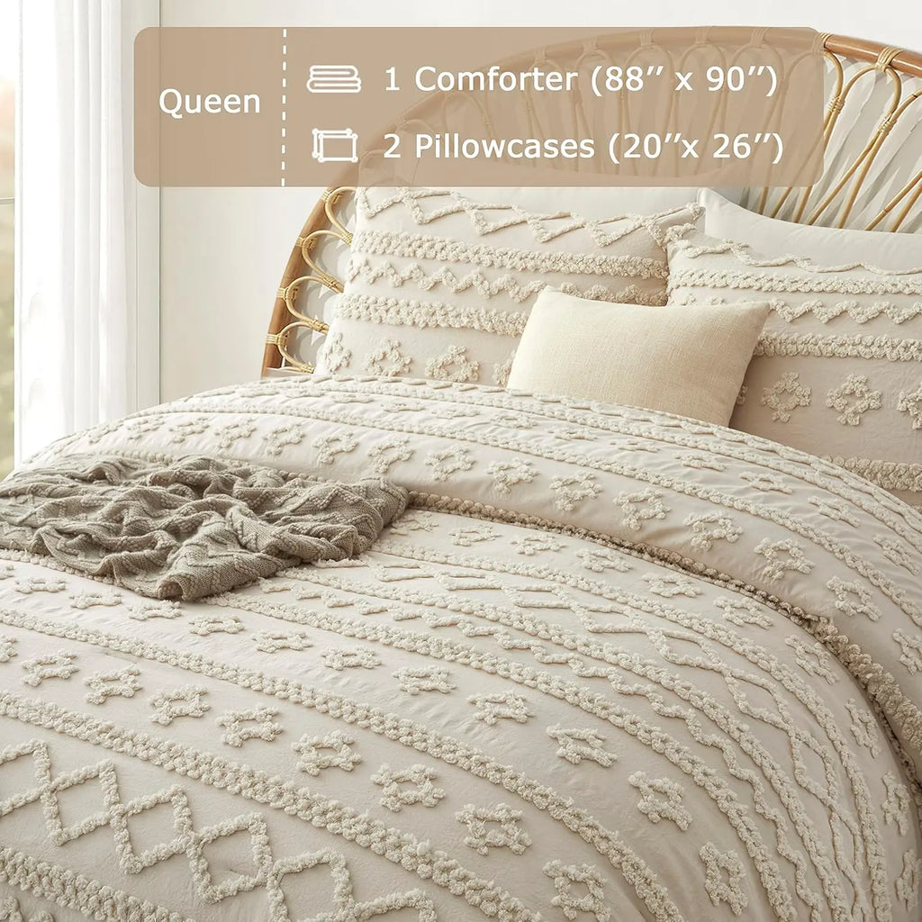 Oli Anderson Tufted Boho Fluffy Comforter Set - 3 Piece
