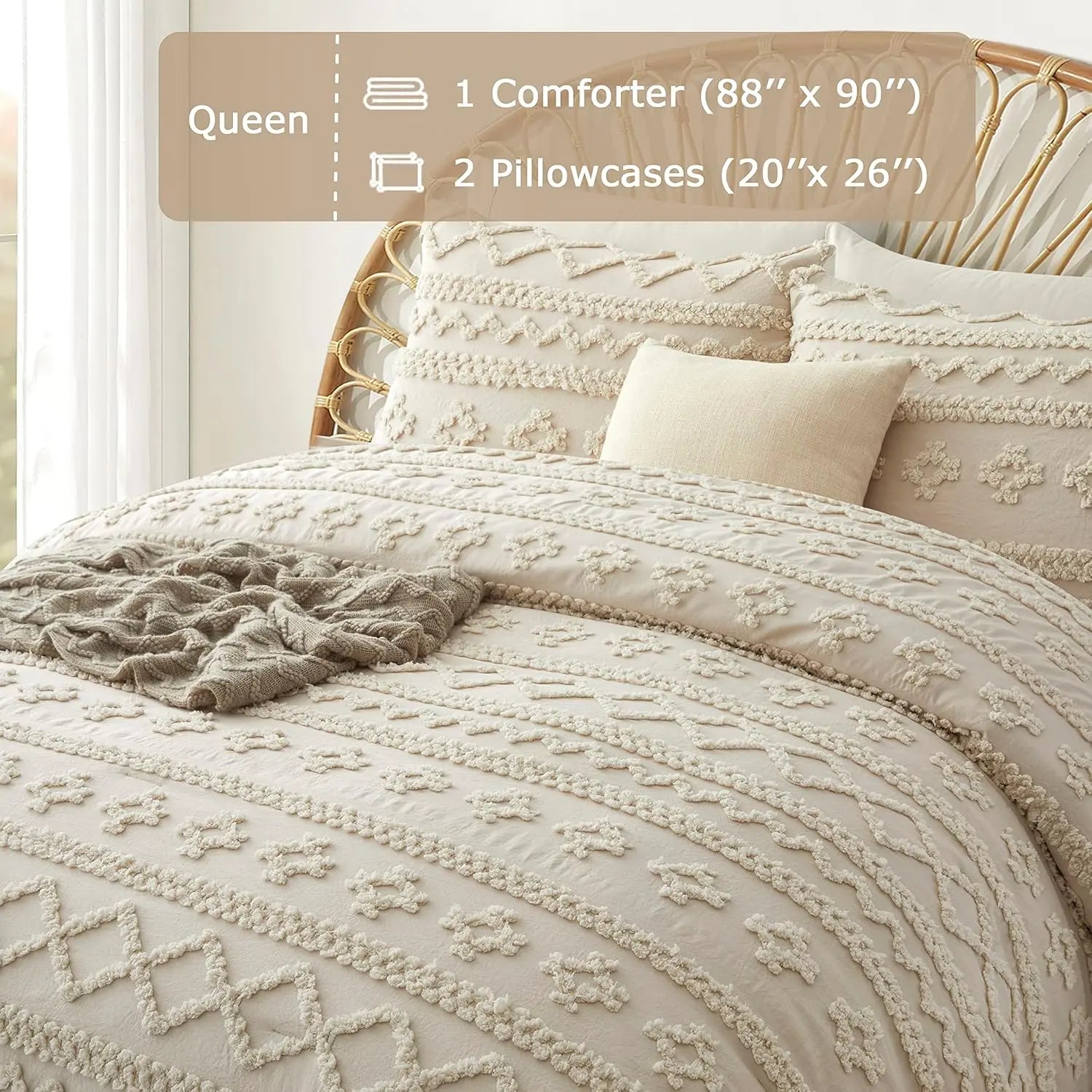 Oli Anderson Tufted Boho Fluffy Comforter Set - 3 Piece