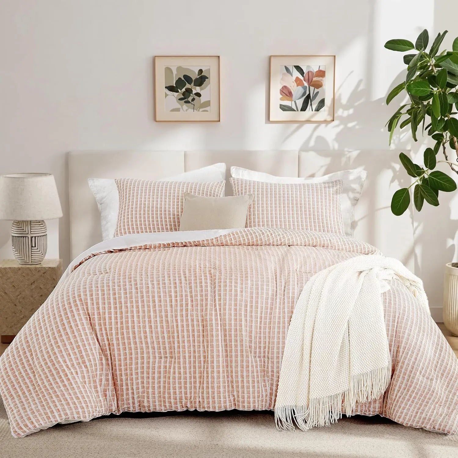 Oli Anderson 100% Cotton Waffle Comforter Set - 3 Piece