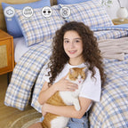 Oli Anderson Reversible Fluffy Checkered Comforter Set - 3 Piece