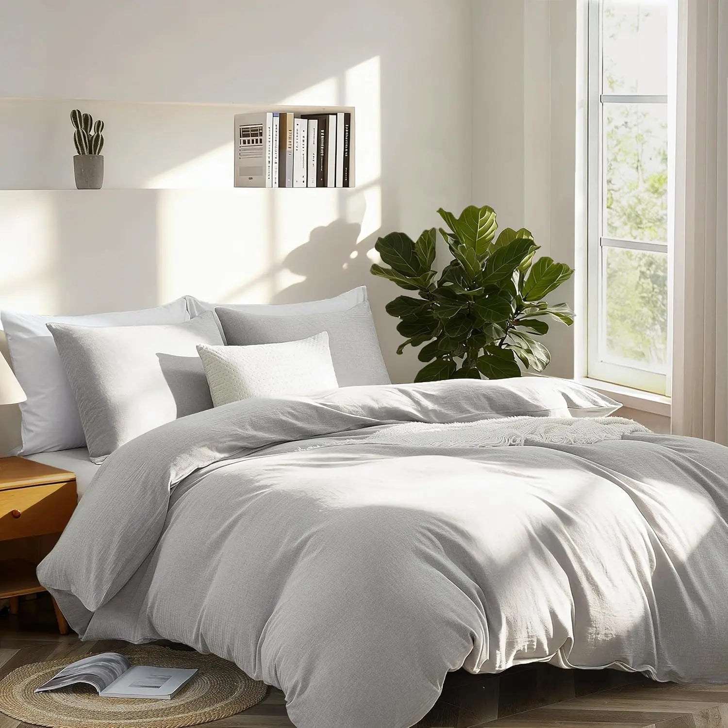 Oli Anderson Washed Cotton Linen Duvet Cover Set - 3 Piece