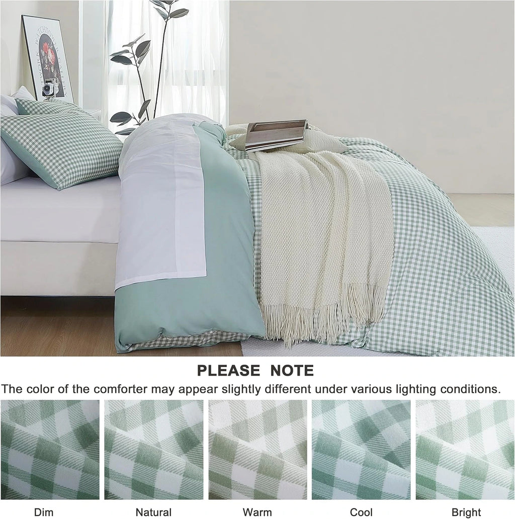 Oli Anderson Reversible Fluffy Checkered Comforter Set - 3 Piece