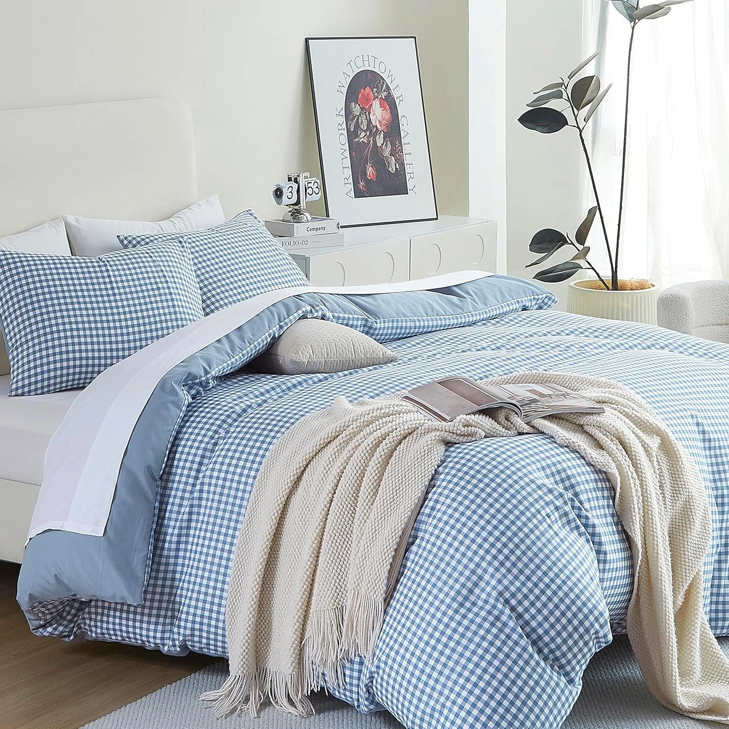 Oli Anderson Reversible Fluffy Checkered Comforter Set - 3 Piece