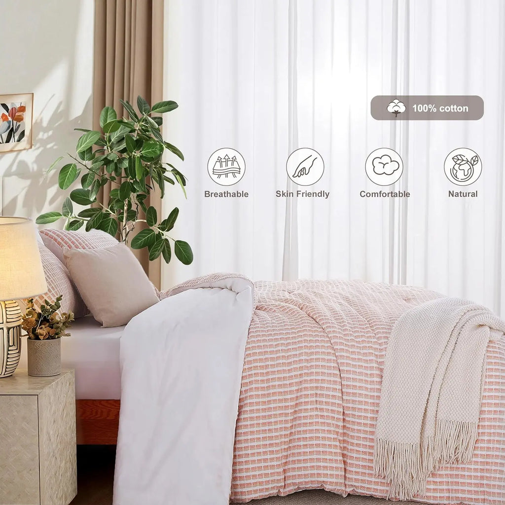 Oli Anderson 100% Cotton Waffle Comforter Set - 3 Piece