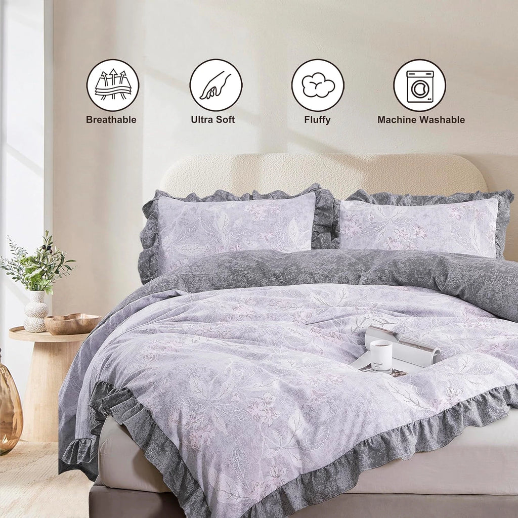 Oli Anderson Ruffle Flowers Floral Comforter Set - 3 Piece / 5 Piece