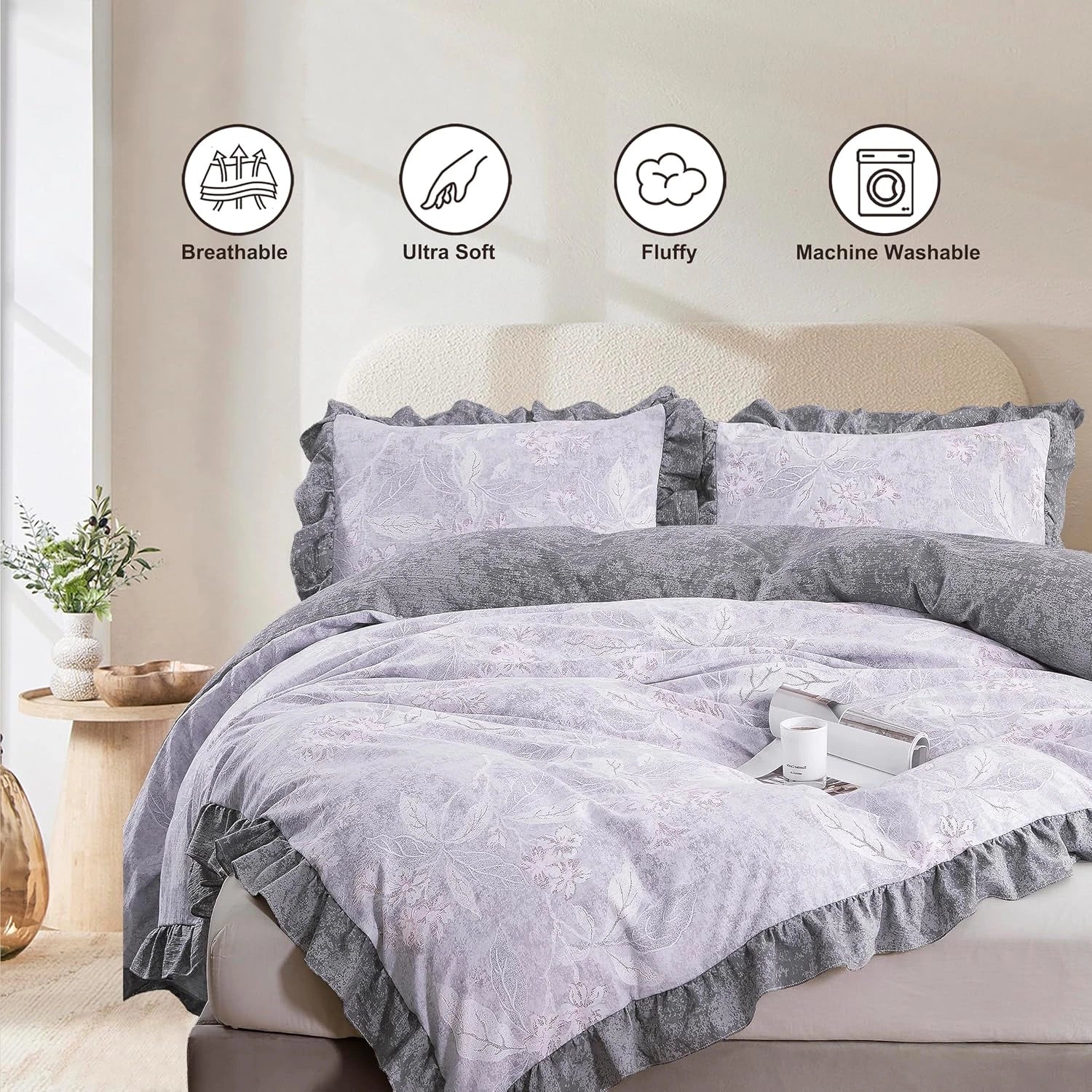 Oli Anderson Ruffle Flowers Floral Comforter Set - 3 Piece / 5 Piece