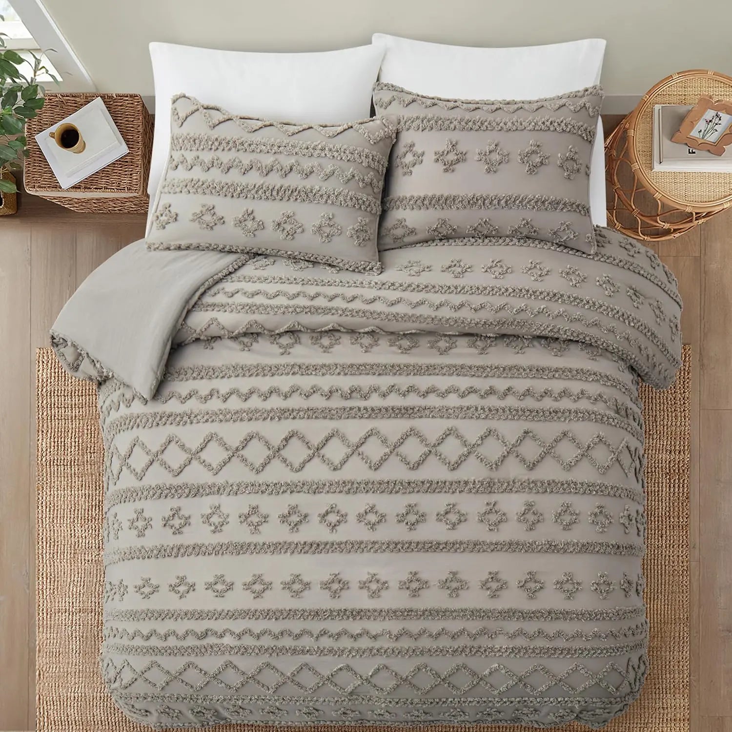 Oli Anderson Tufted Boho Fluffy Comforter Set - 3 Piece