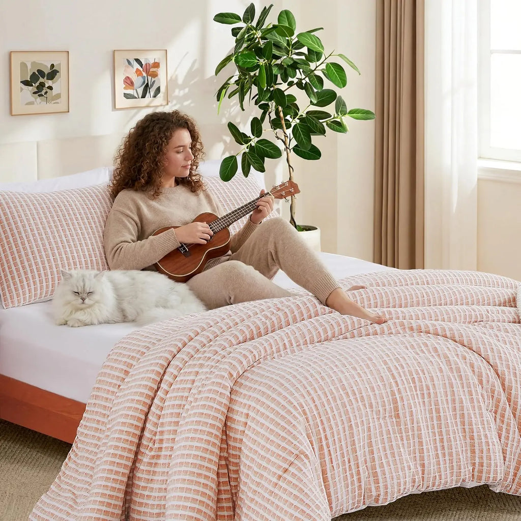 Oli Anderson 100% Cotton Waffle Comforter Set - 3 Piece