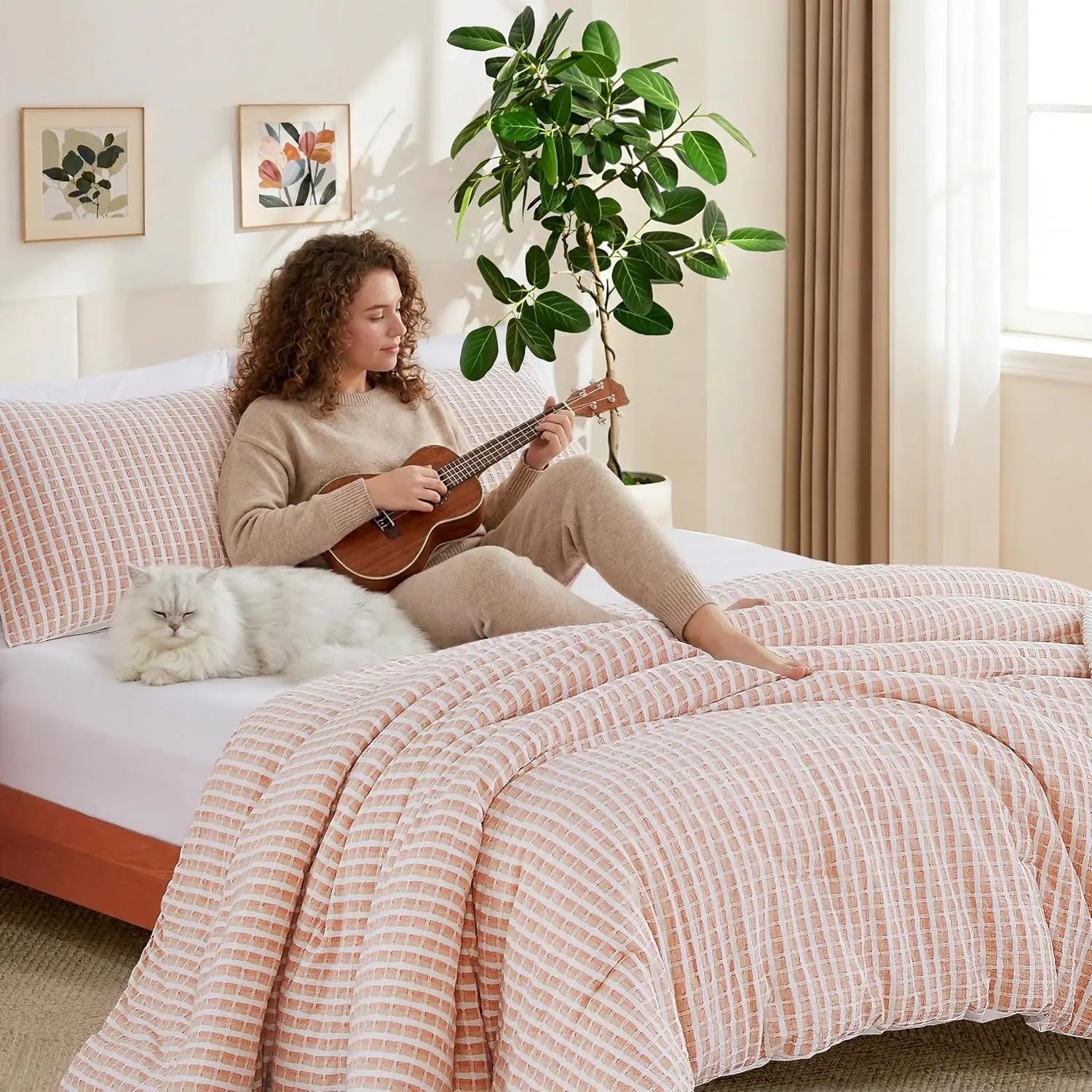 Oli Anderson 100% Cotton Waffle Comforter Set - 3 Piece