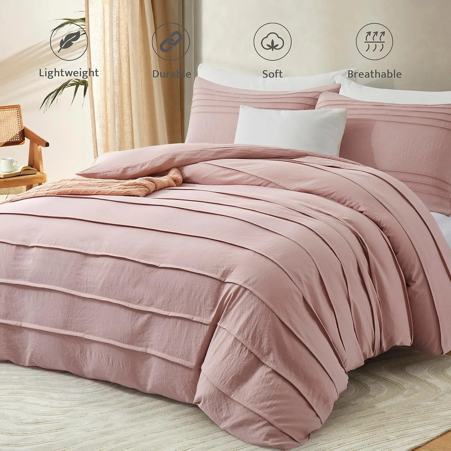 Oli Anderson Pleated Duvet Cover - 3 Piece Set