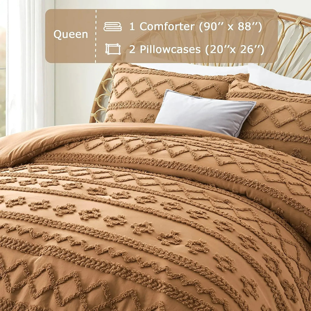 Oli Anderson Tufted Boho Fluffy Comforter Set - 3 Piece