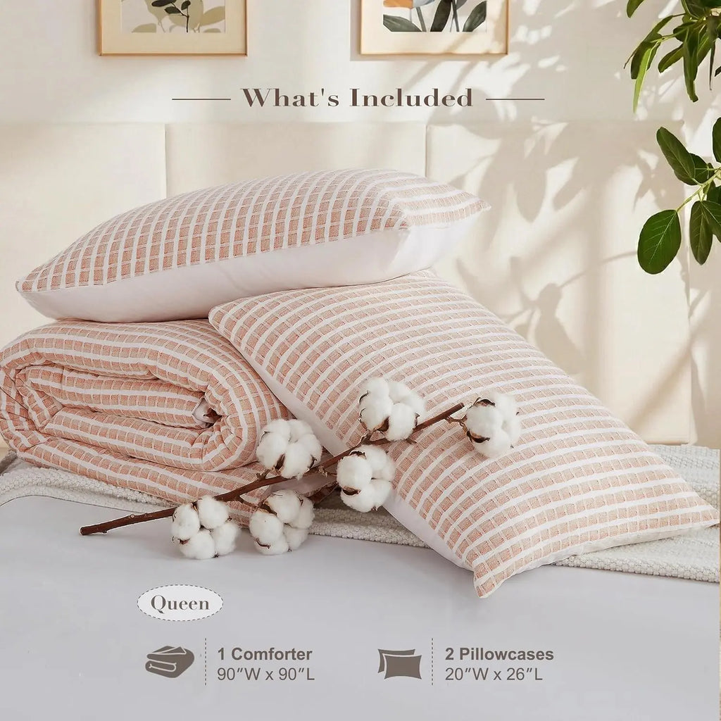 Oli Anderson 100% Cotton Waffle Comforter Set - 3 Piece