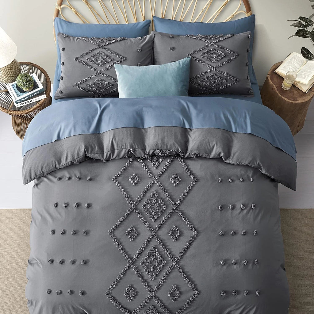 Oli Anderson Tufted Boho Embroidery Duvet Cover Set - 3 Piece