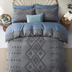 Oli Anderson Tufted Boho Embroidery Duvet Cover Set - 3 Piece