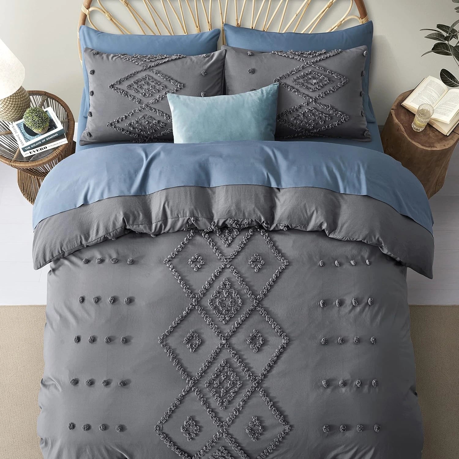 Oli Anderson Tufted Boho Embroidery Duvet Cover Set - 3 Piece