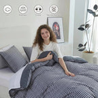 Oli Anderson Reversible Fluffy Checkered Comforter Set - 3 Piece