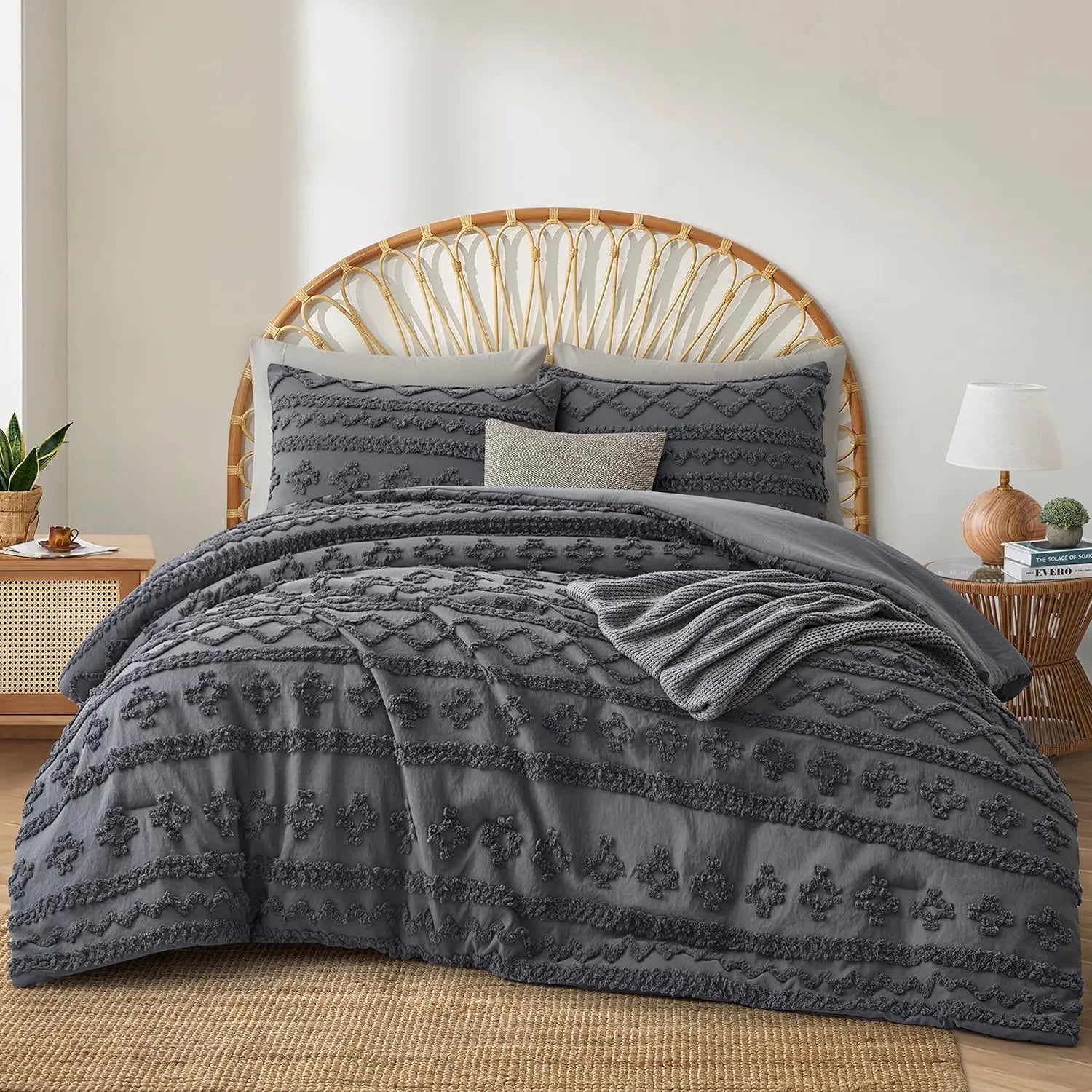 Oli Anderson Tufted Boho Fluffy Comforter Set - 3 Piece