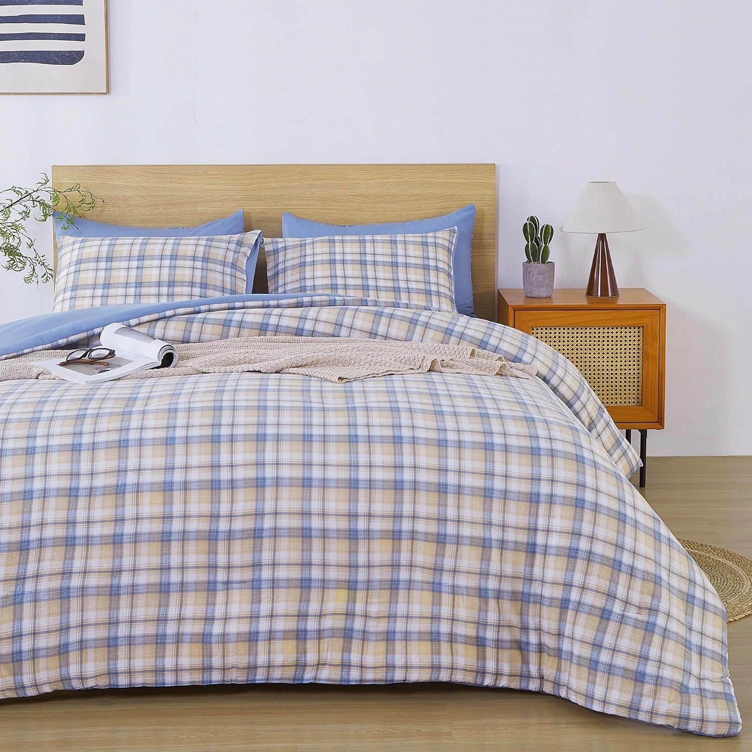 Oli Anderson Reversible Fluffy Checkered Comforter Set - 3 Piece