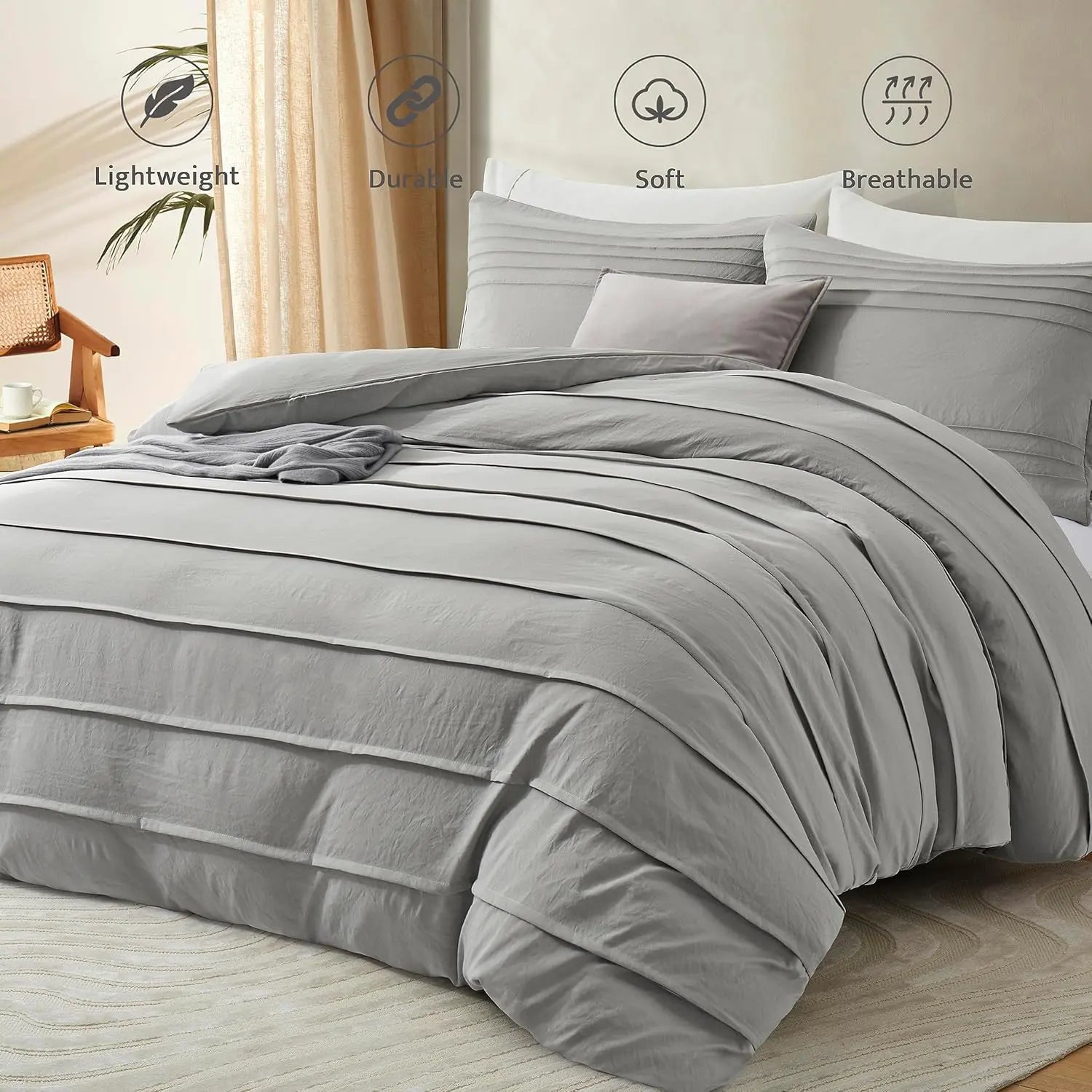 Oli Anderson Pleated Duvet Cover - 3 Piece Set