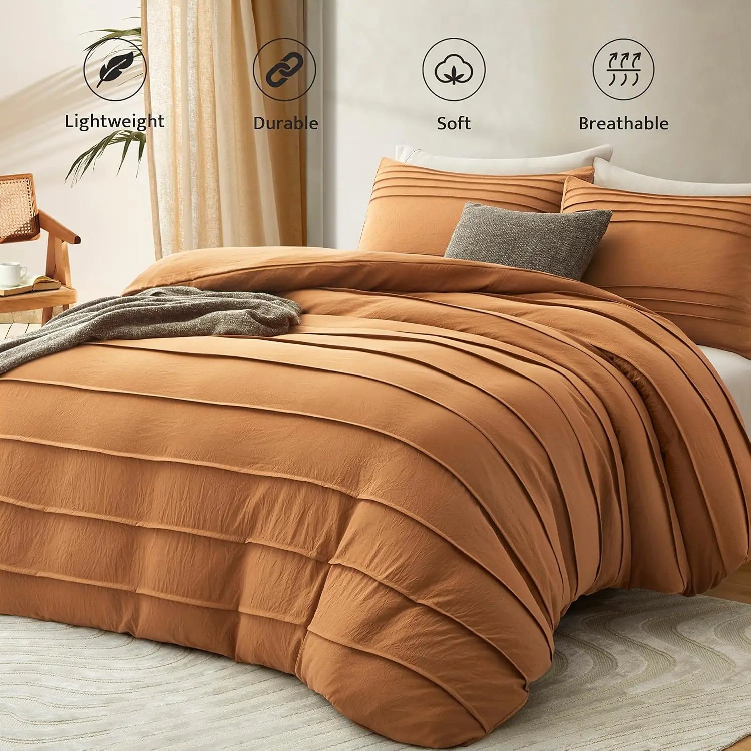 Oli Anderson Pleated Duvet Cover - 3 Piece Set