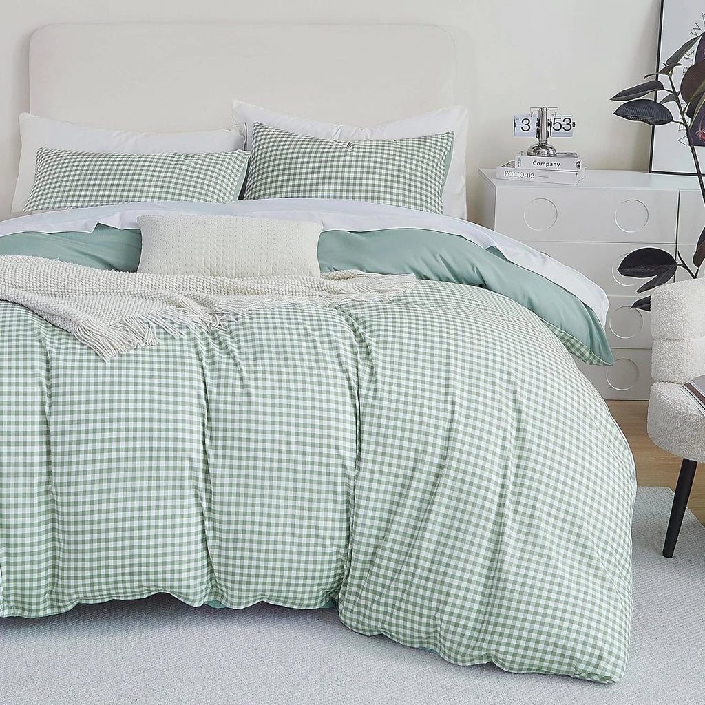 Oli Anderson Reversible Fluffy Checkered Comforter Set - 3 Piece
