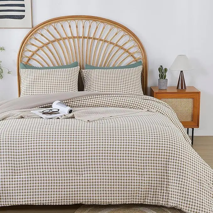 Oli Anderson Reversible Fluffy Checkered Comforter Set - 3 Piece