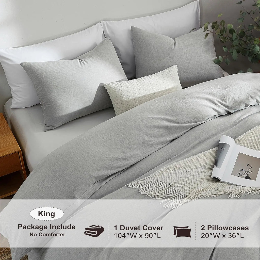 Oli Anderson Washed Cotton Linen Duvet Cover Set - 3 Piece