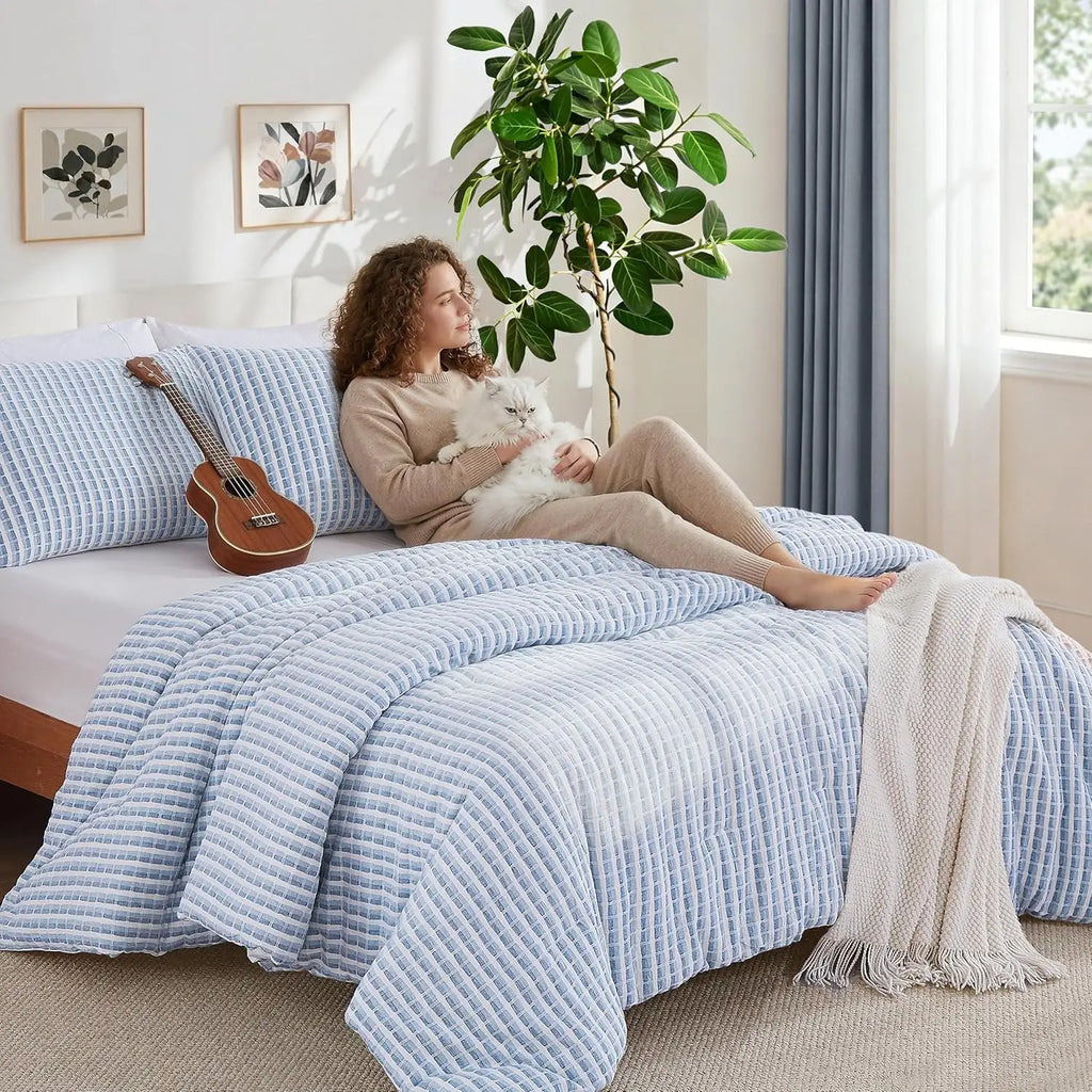 Oli Anderson 100% Cotton Waffle Comforter Set - 3 Piece